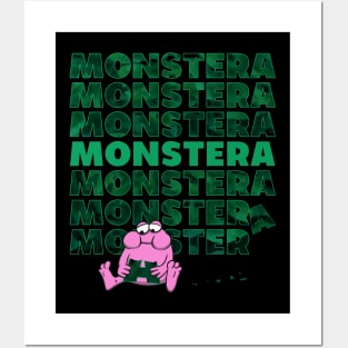 Monstera Monster modern Text design Posters and Art